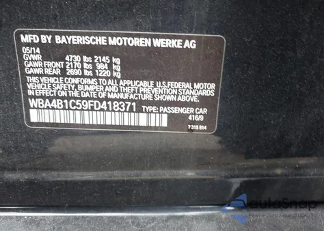 2015 BMW 435I Gran Coupe z USA, uszkodzony, nr VIN WBA4B1C59FD418371